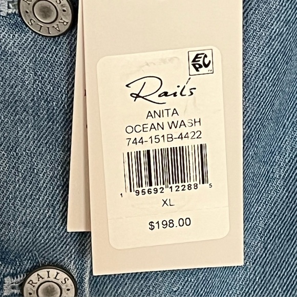 NWT Rails Anita Denim Mini Dress XL Button Front Ocean Wash - Picture 5 of 11